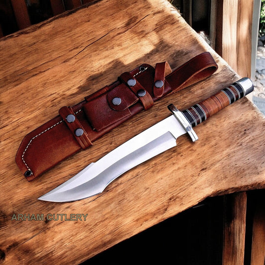 Viking Iron-Side D2 Combat Hunter Bowie With Leather Sheath