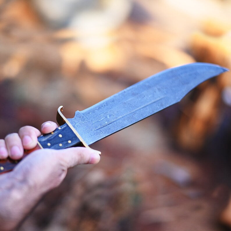 Handmade Damascus Steel Bowie Knife | Christmas Gift for Him | Premium Blade for Hunting And Camping | Gift Idea for Him | Arham Cutlery Arham Cutlery