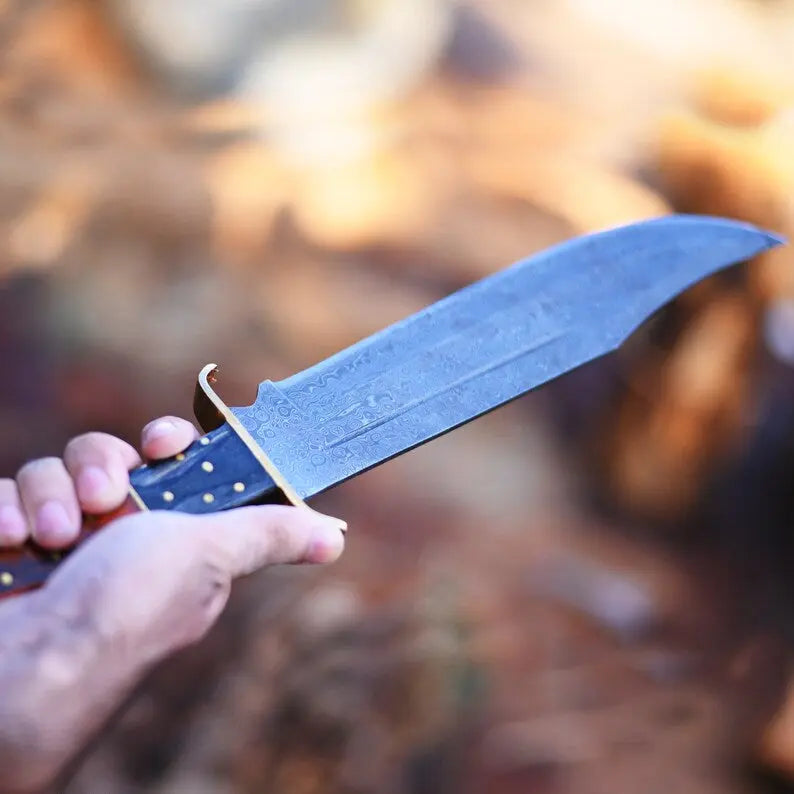 Handmade Damascus Steel Bowie Knife | Christmas Gift for Him | Premium Blade for Hunting And Camping | Gift Idea for Him | Arham Cutlery Arham Cutlery