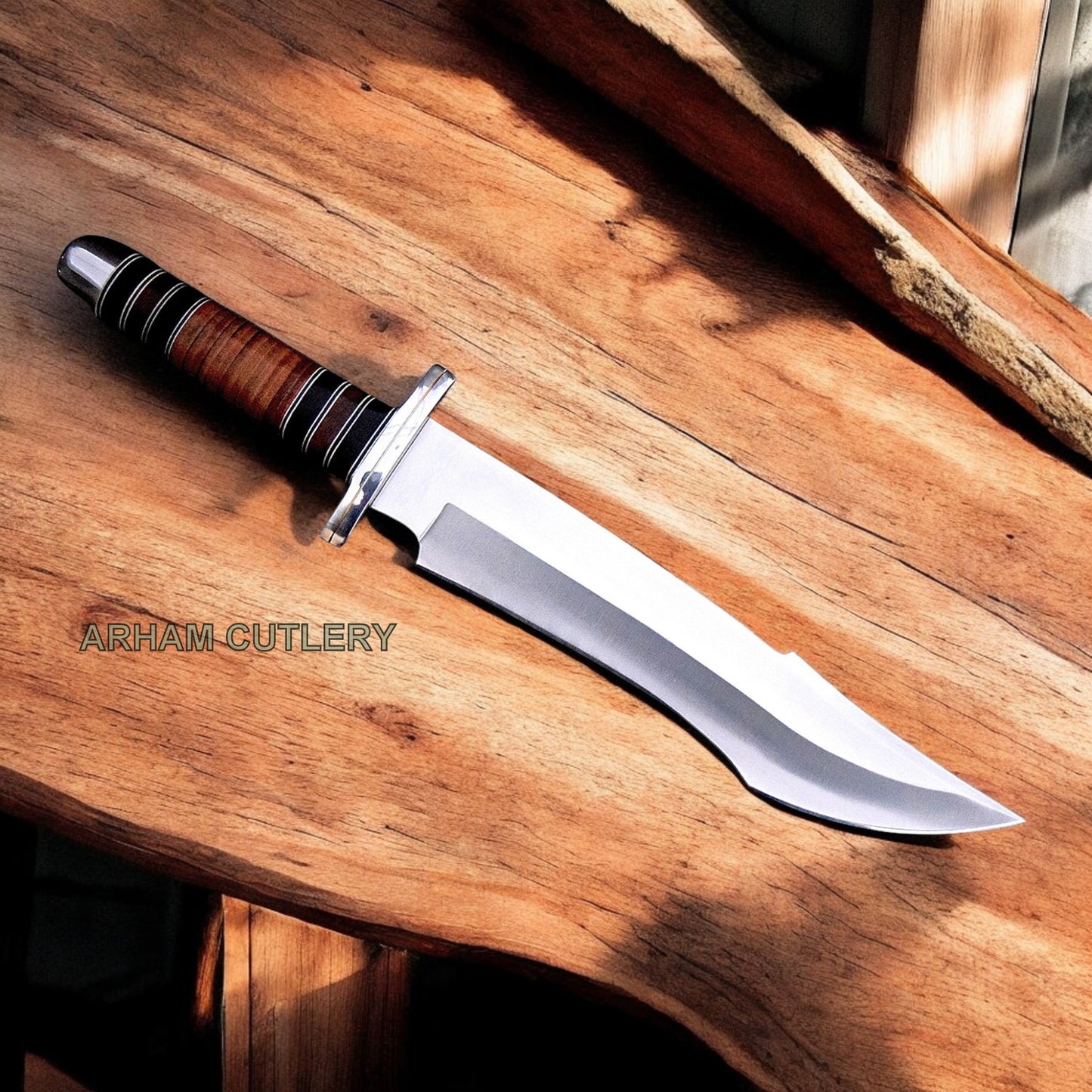 Viking Iron-Side D2 Combat Hunter Bowie With Leather Sheath
