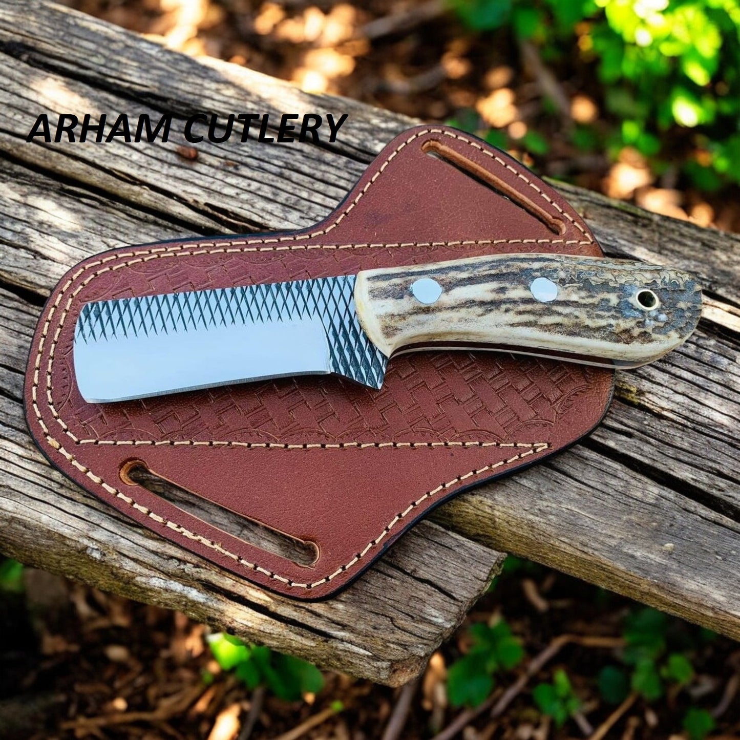 8" Handmade Stag Horn Fixed Blade Knife