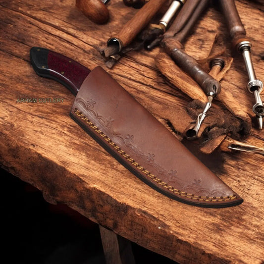 Damascus Steel Fixed Blade 9" Handmade Knife