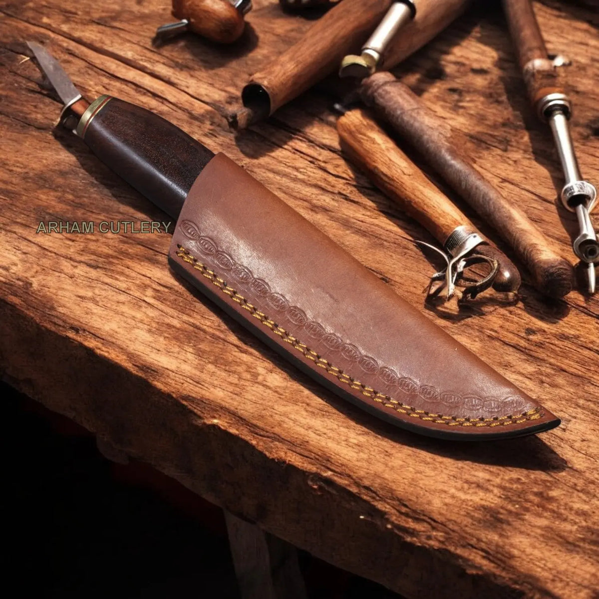 10" Fixed Blade Damascus Steel Knife