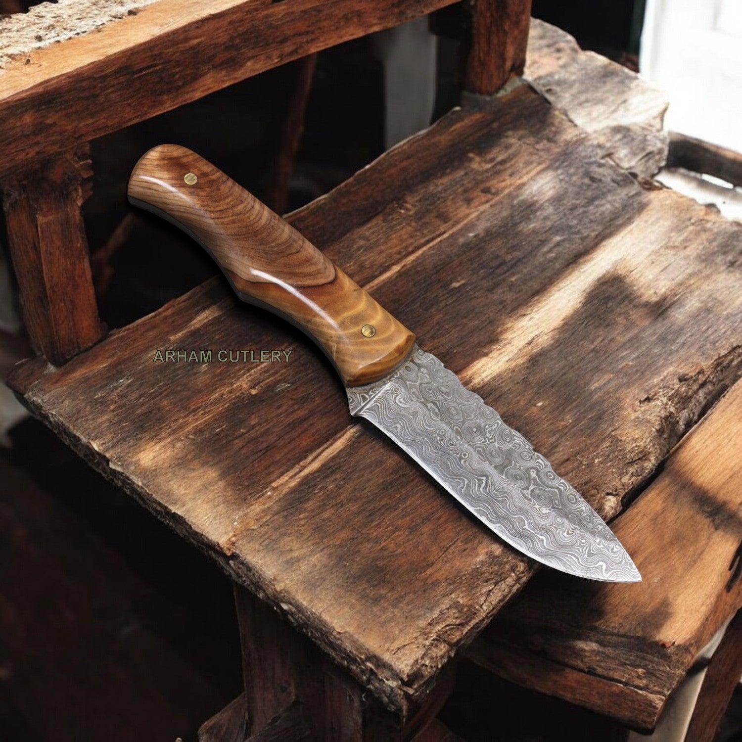 Hand Forged Damascus Steel 9" Fixed Blade EDC Knife