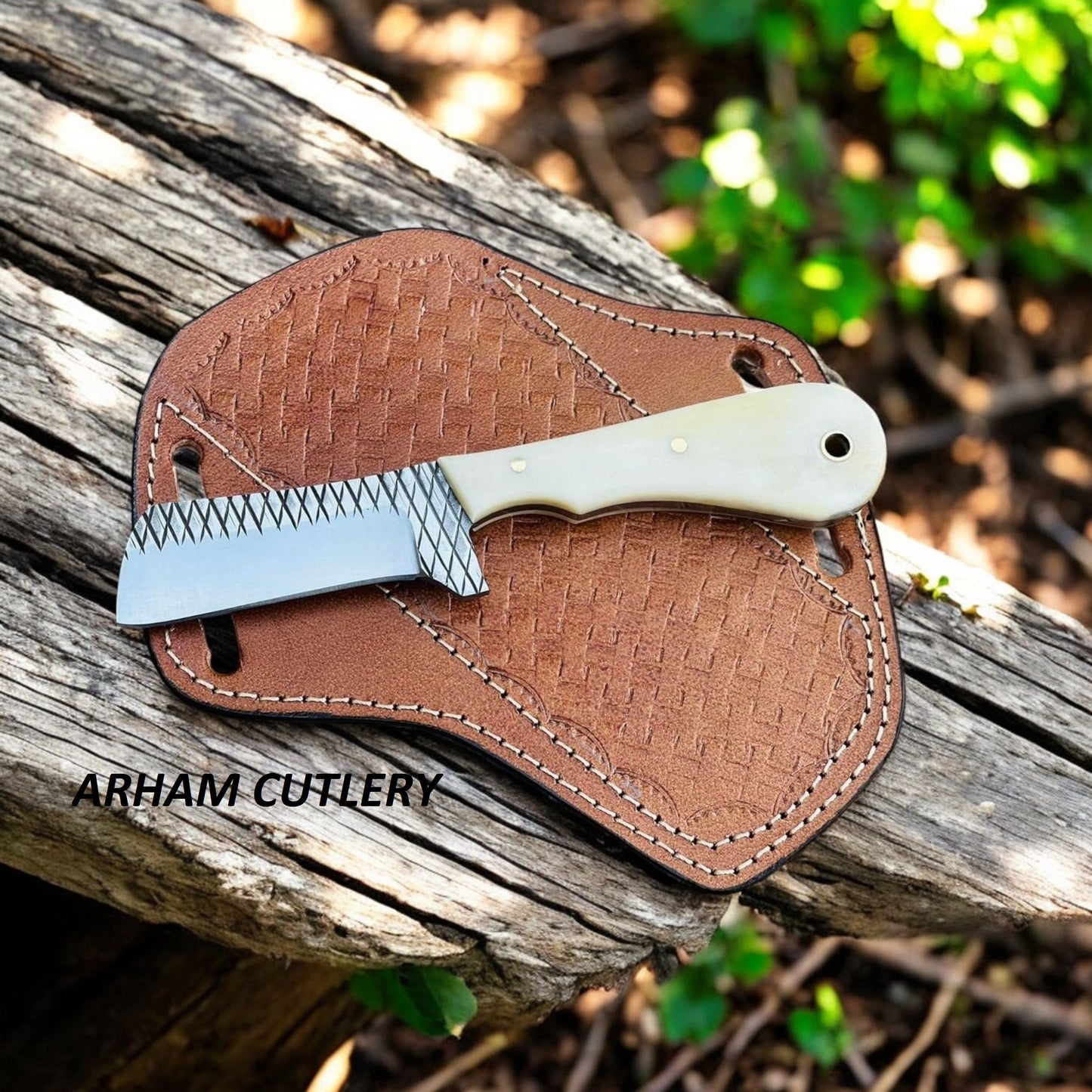 Camel Bone Ferrier Rasp File Knife With Leather Sheath