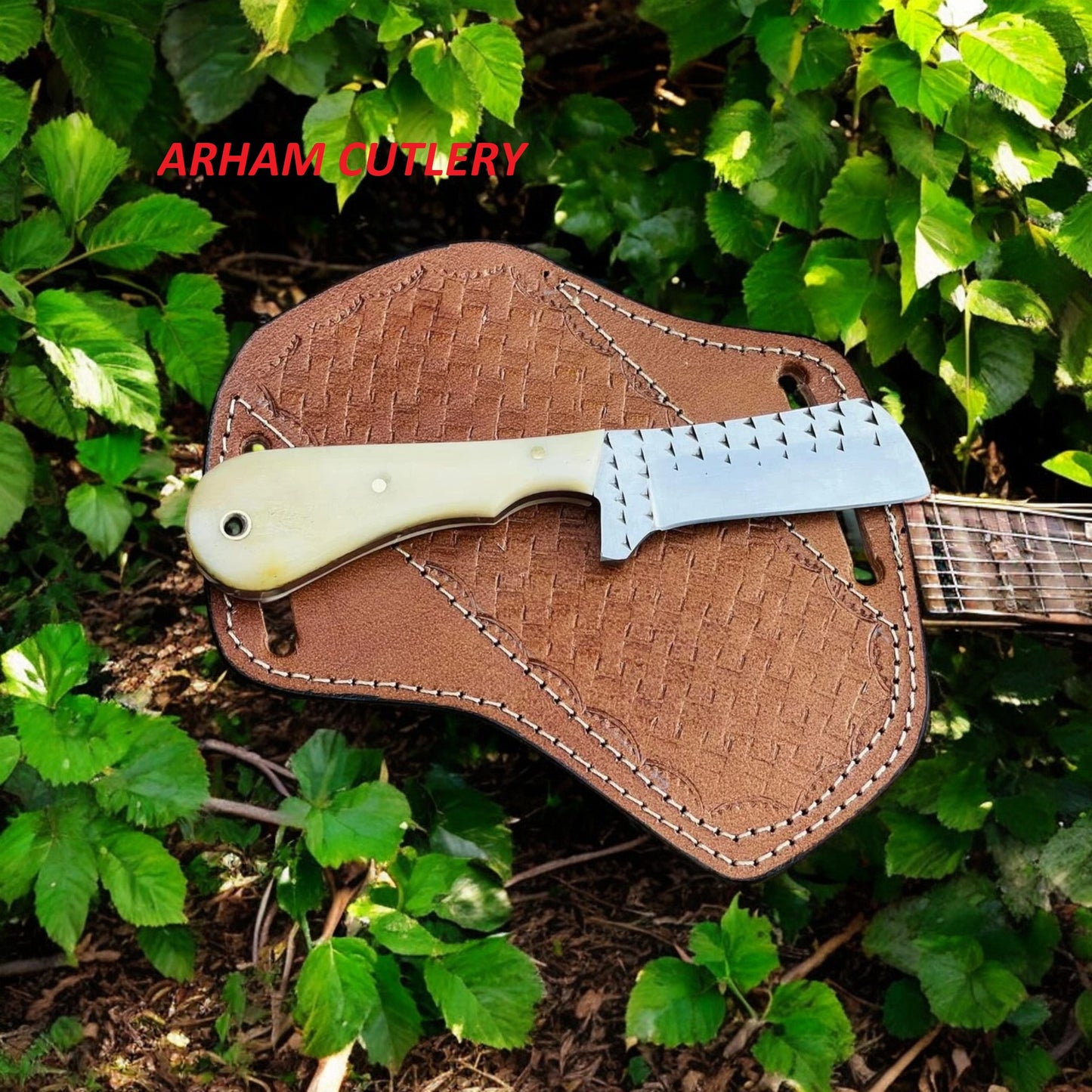 Camel Bone Ferrier Rasp File Knife With Leather Sheath