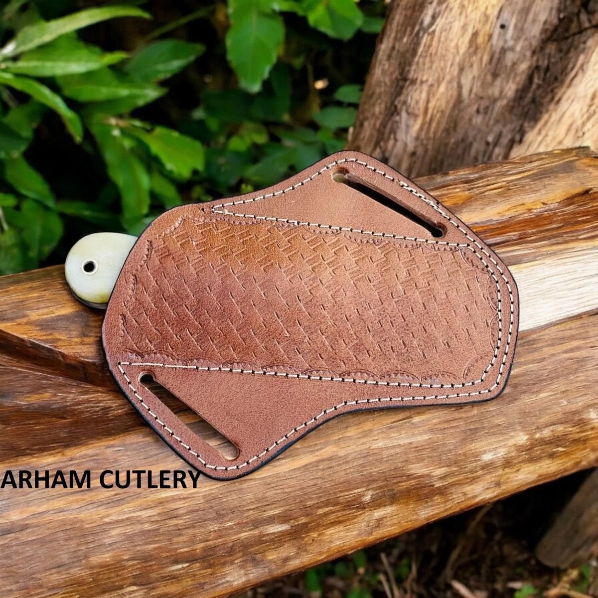 Camel Bone Ferrier Rasp File Knife With Leather Sheath