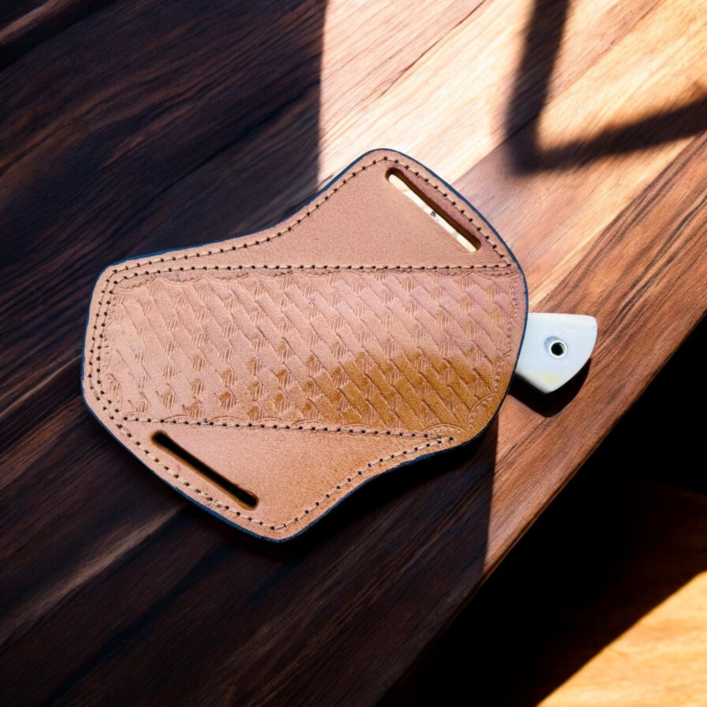 Camel Bone Hoof Rasp Handmade Knife With Leather Sheath