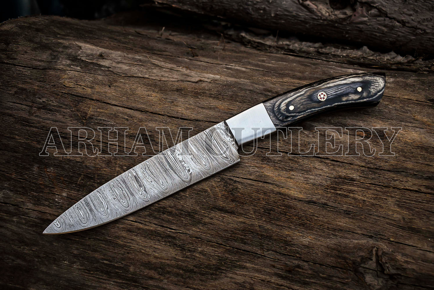 Damascus Steel 5 PCS Hand Forged Chef Knife Set With Leather Roll Kit