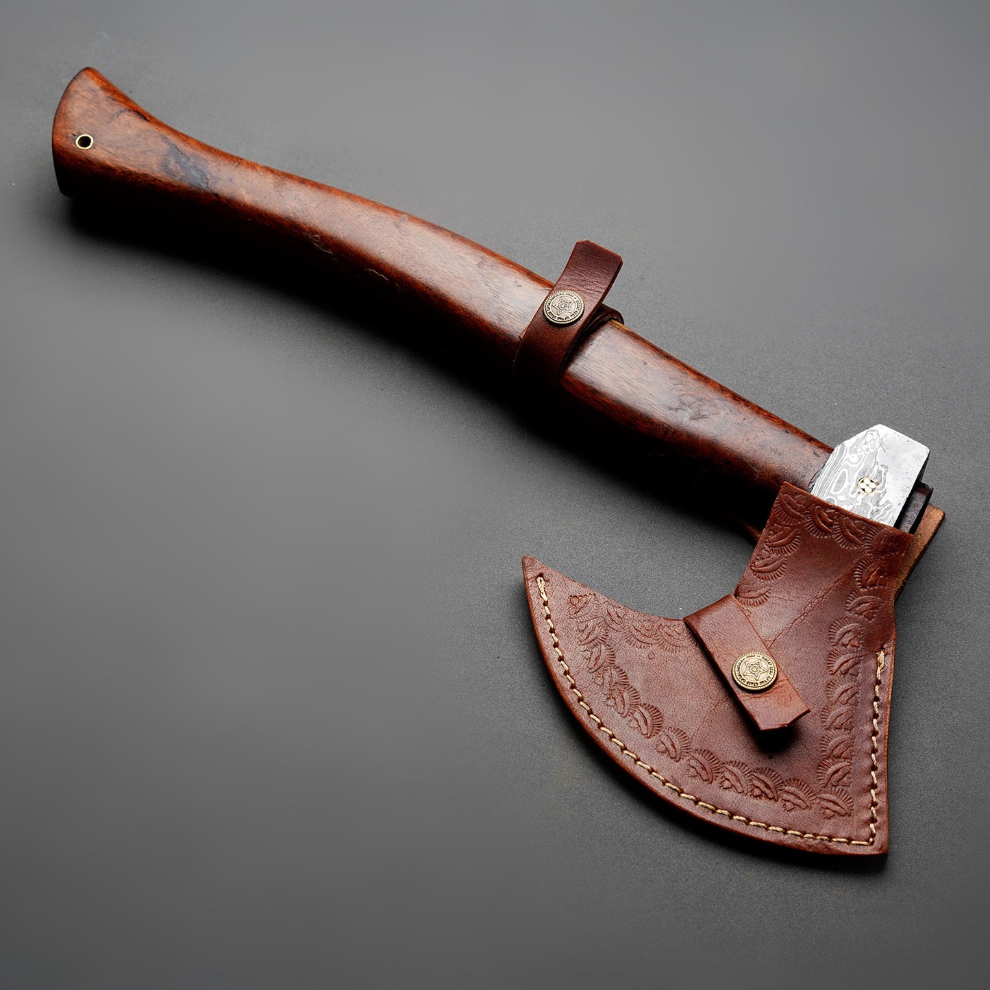 Damascus Steel Axe With Leather sheath Arham Cutlery