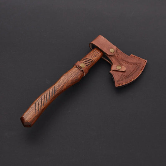 Damascus Steel Axe With leather Sheath Arham Cutlery