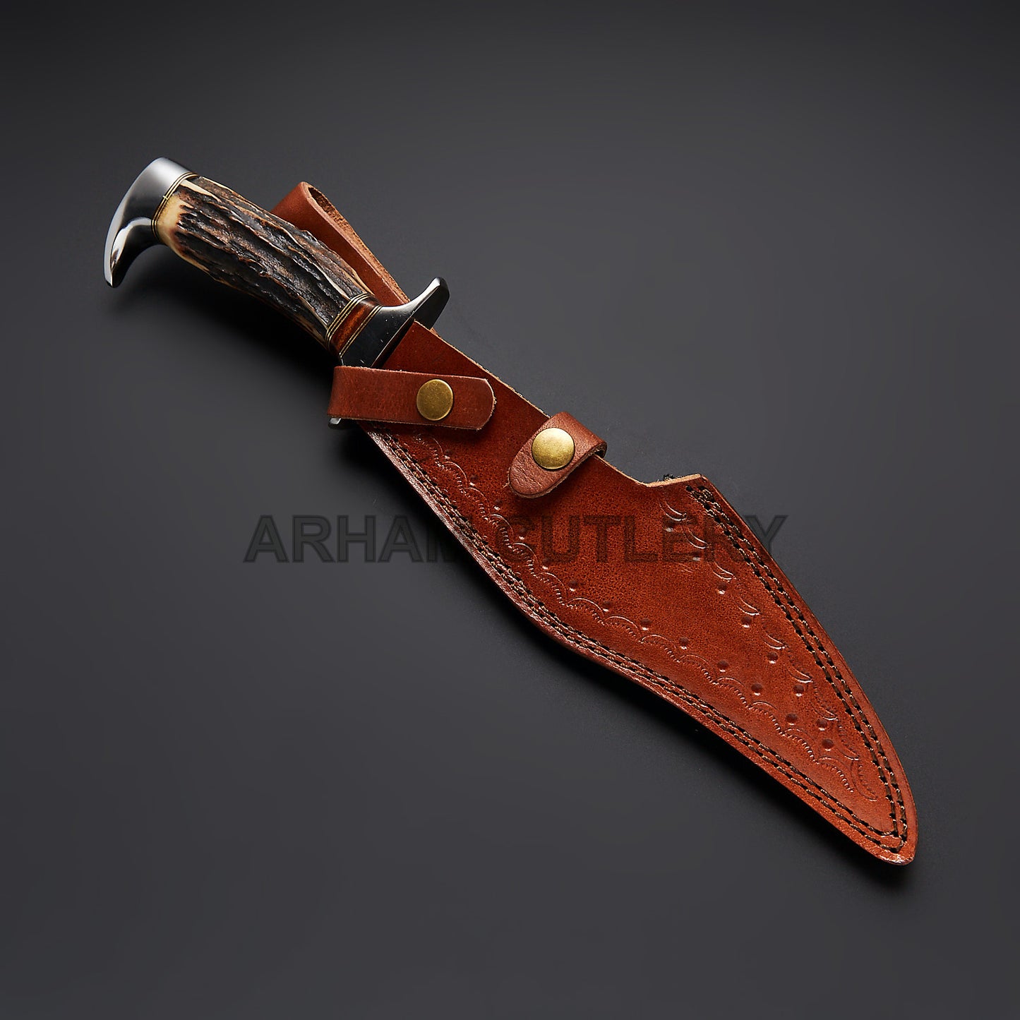 Knife With Leather Sheath Arham Cutlery
