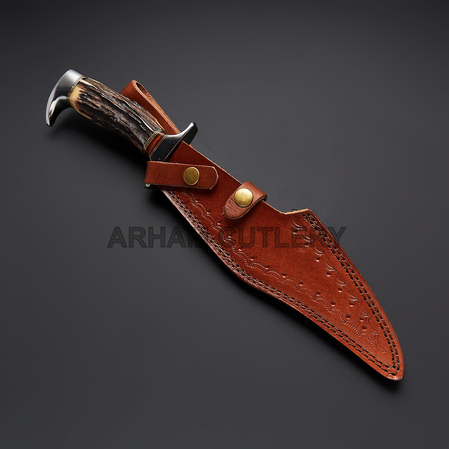 Knife With Leather Sheath Arham Cutlery