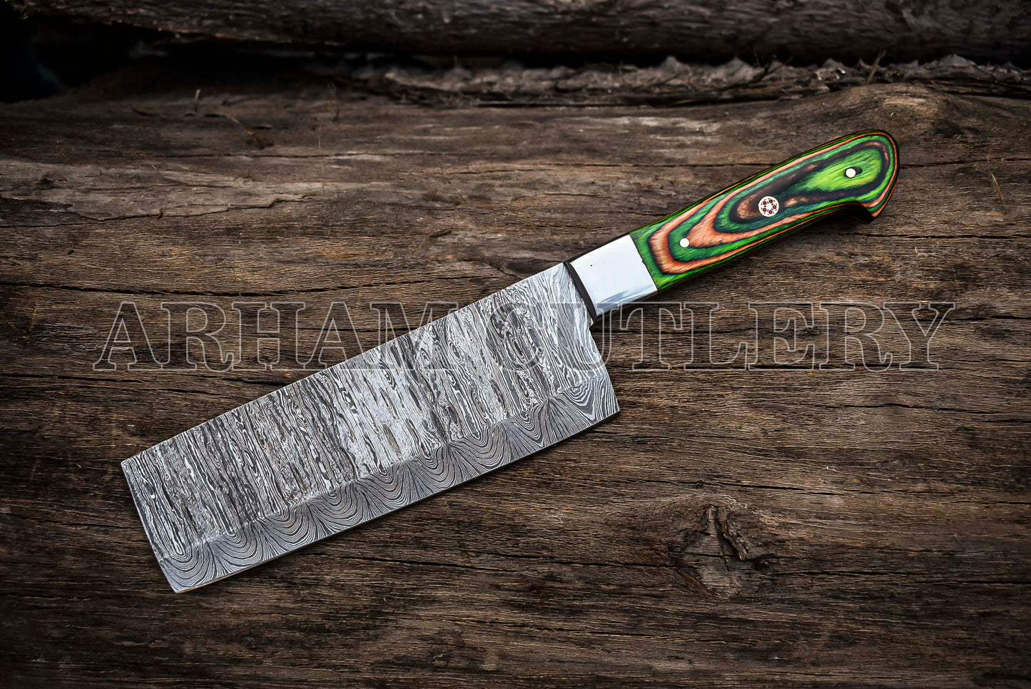 Custom Made Damascus Steel Kitchen Knife Set With Leather Roll Kit