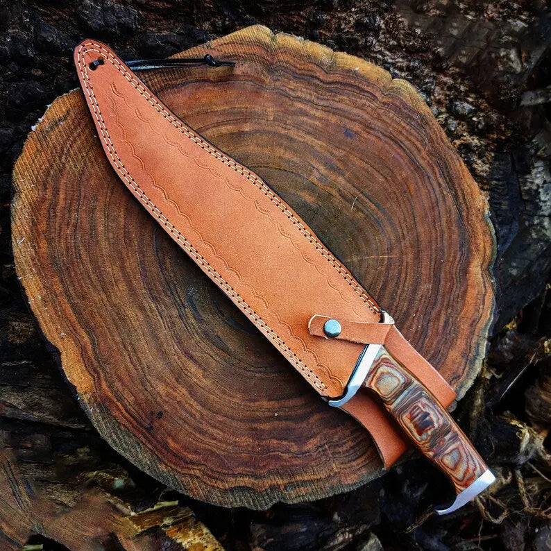 Rambo 3 Knife: Handmade 18" Rambo Movie Replica Hunting Survival Bowie Knife | Fixed Blade Knife with Leather Sheath | Christmas Gift | Arham Cutlery Arham Cutlery