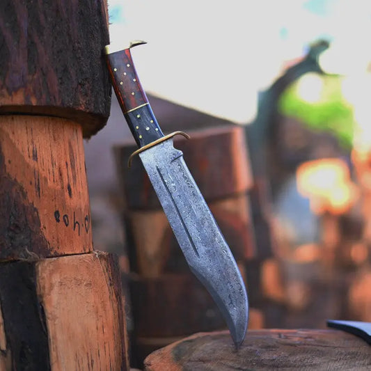 Handmade Damascus Steel Bowie Knife | Christmas Gift for Him | Premium Blade for Hunting And Camping | Gift Idea for Him | Arham Cutlery Arham Cutlery