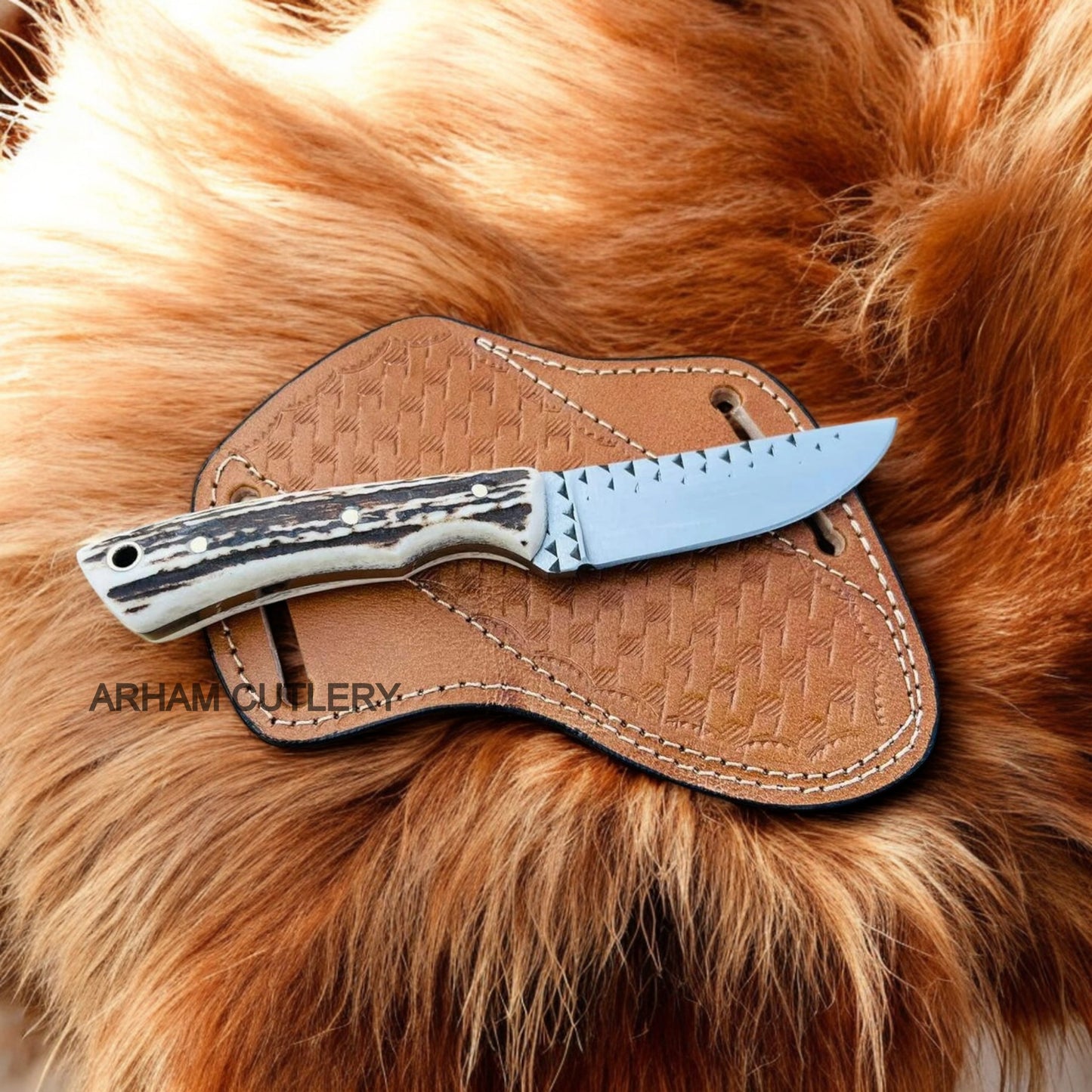 Farrier Rasp File Fixed Blade Knife With Leather Sheath
