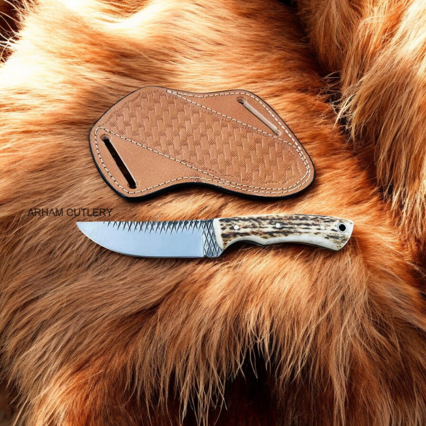 Farrier Rasp File Fixed Blade Knife With Leather Sheath