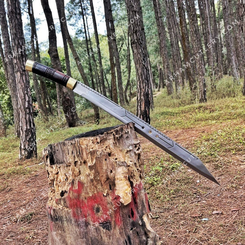 Large Seax Knife - Handmade Viking Sword Sax with Authentic 5160 Leaf Spring Blade | Arham Cutlery