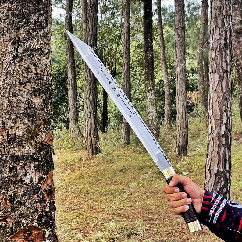 Large Seax Knife - Handmade Viking Sword Sax with Authentic 5160 Leaf Spring Blade | Arham Cutlery