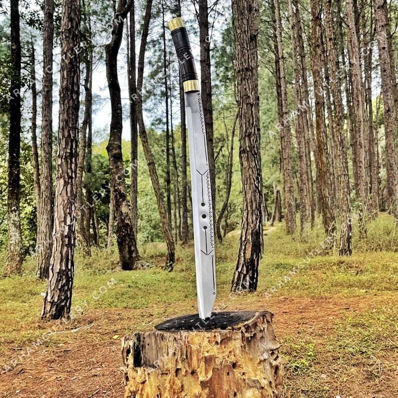 Large Seax Knife - Handmade Viking Sword Sax with Authentic 5160 Leaf Spring Blade | Arham Cutlery