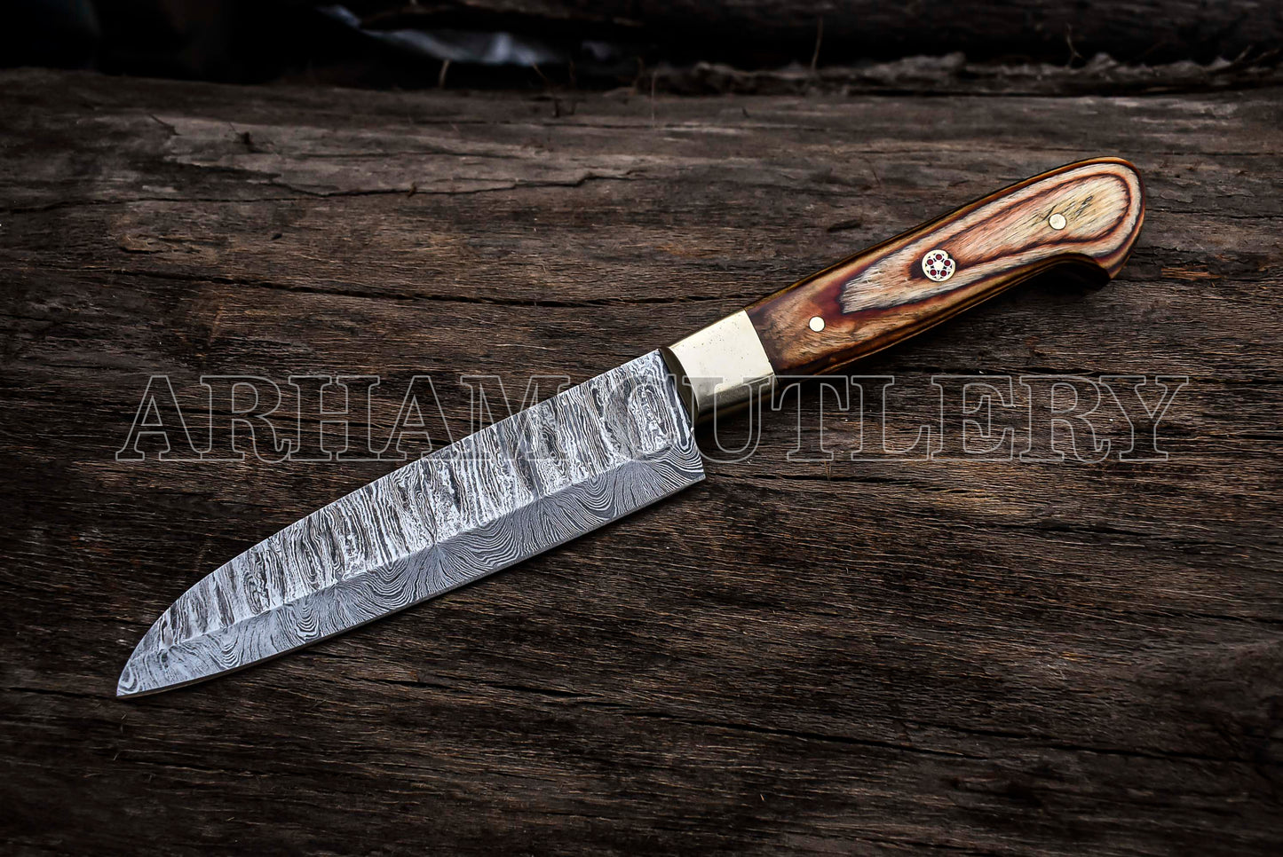 Hand Forged Damascus Steel Kitchen Knife Chef Set With Leather Roll Kit