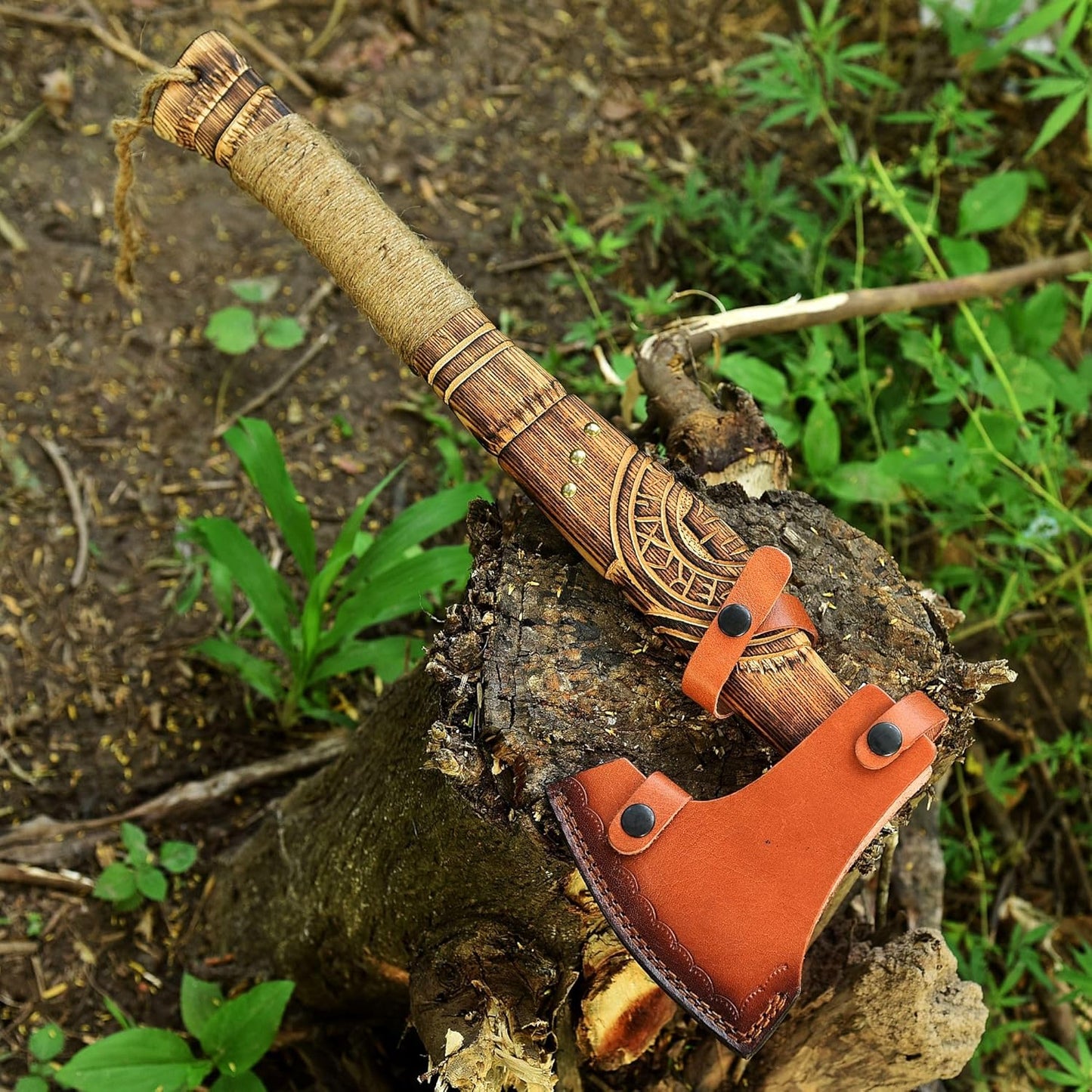 Viking Axe, Hatchet Axe, Tomahawk, Bearded Axe, Hand Forged High Carbon Steel Outddor Camping Axes with Leather Cover , Arham Cutlery