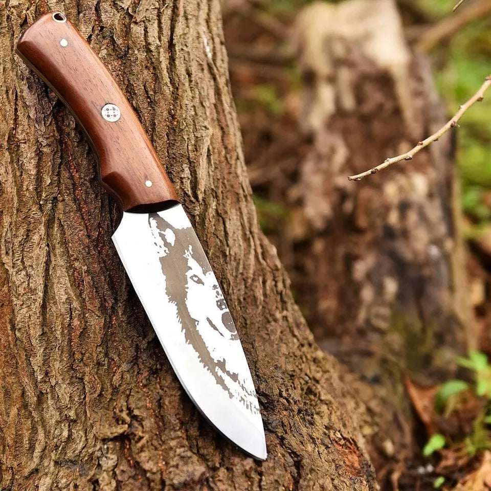 Custom Handmade Hunting Knife With Leather Sheath Arham Cutlery