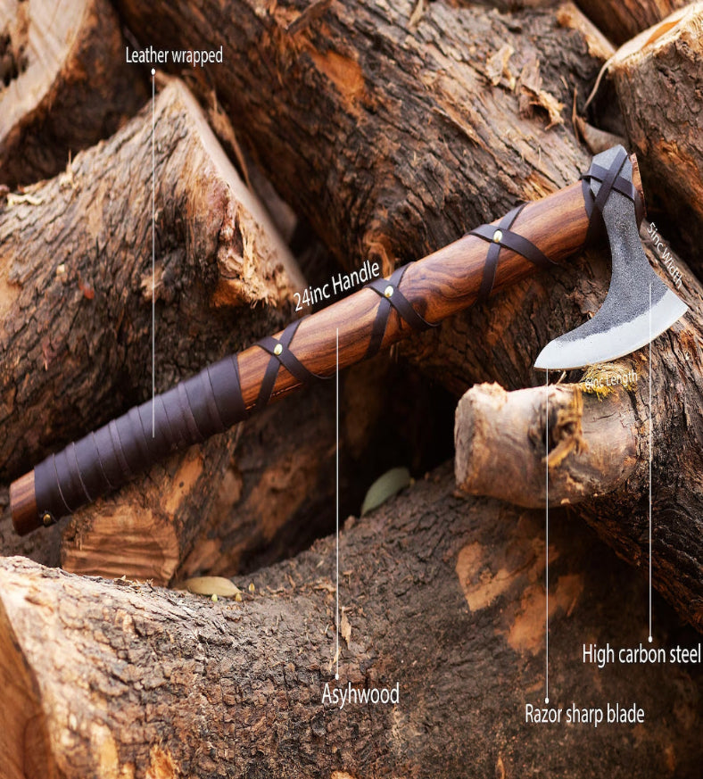 Ragnar Viking AXE  Hand Forged  Camping Axe with Rose Wood Handle , Arham Cutlery