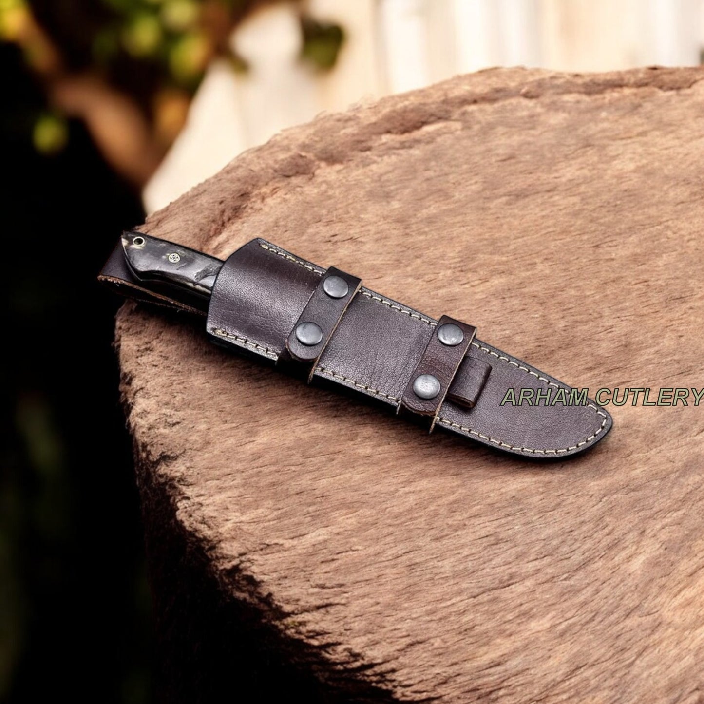Handmade ATS 34 Custom SHEEP HORN TURQUOISE Sub Hilt Hunting Sport Knife Arham Cutlery