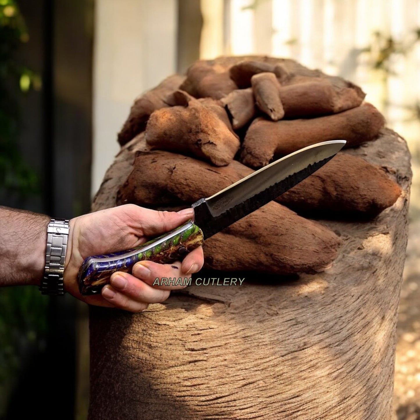 Handmade AUS 10 Custom Pine Cone Hunting Camping Bushcraft Sport Knife