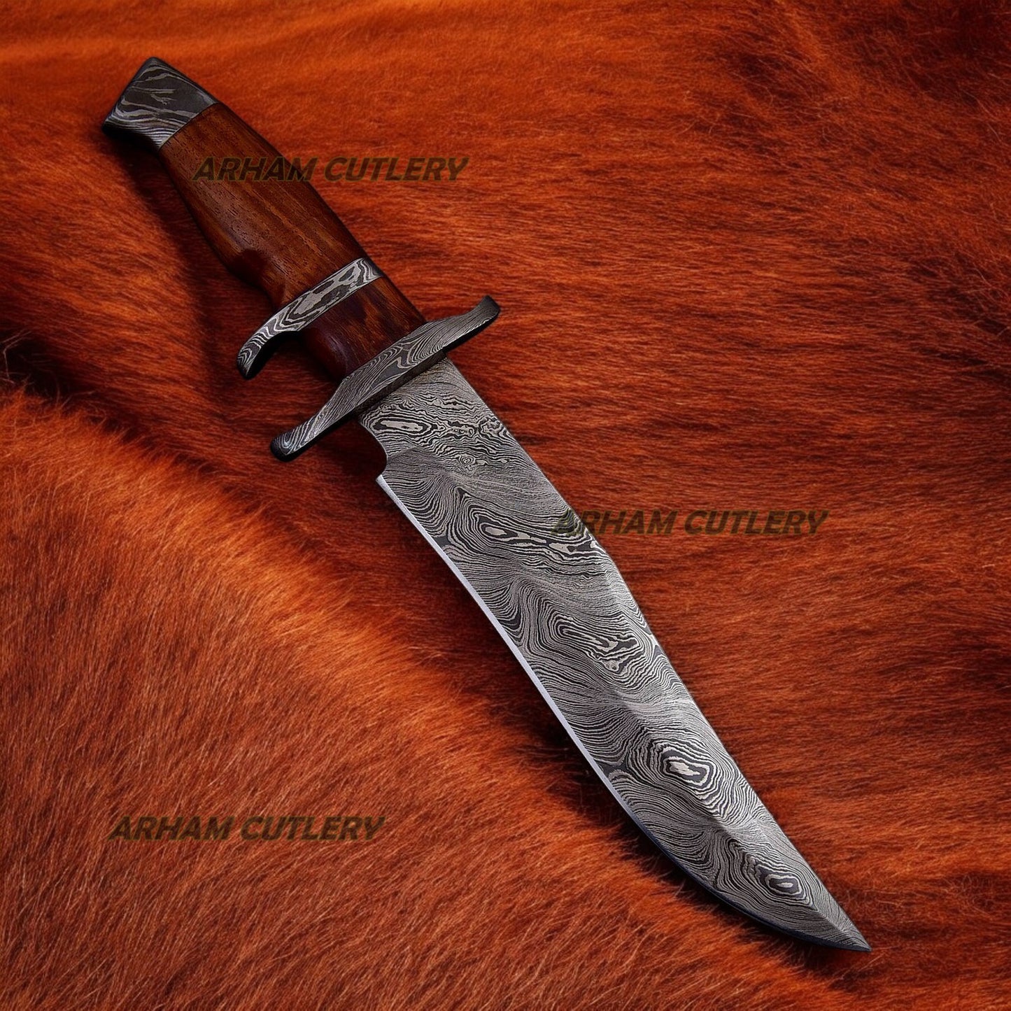 Handmade Damascus Steel Sub Hilt Knife With Leather Sheath
