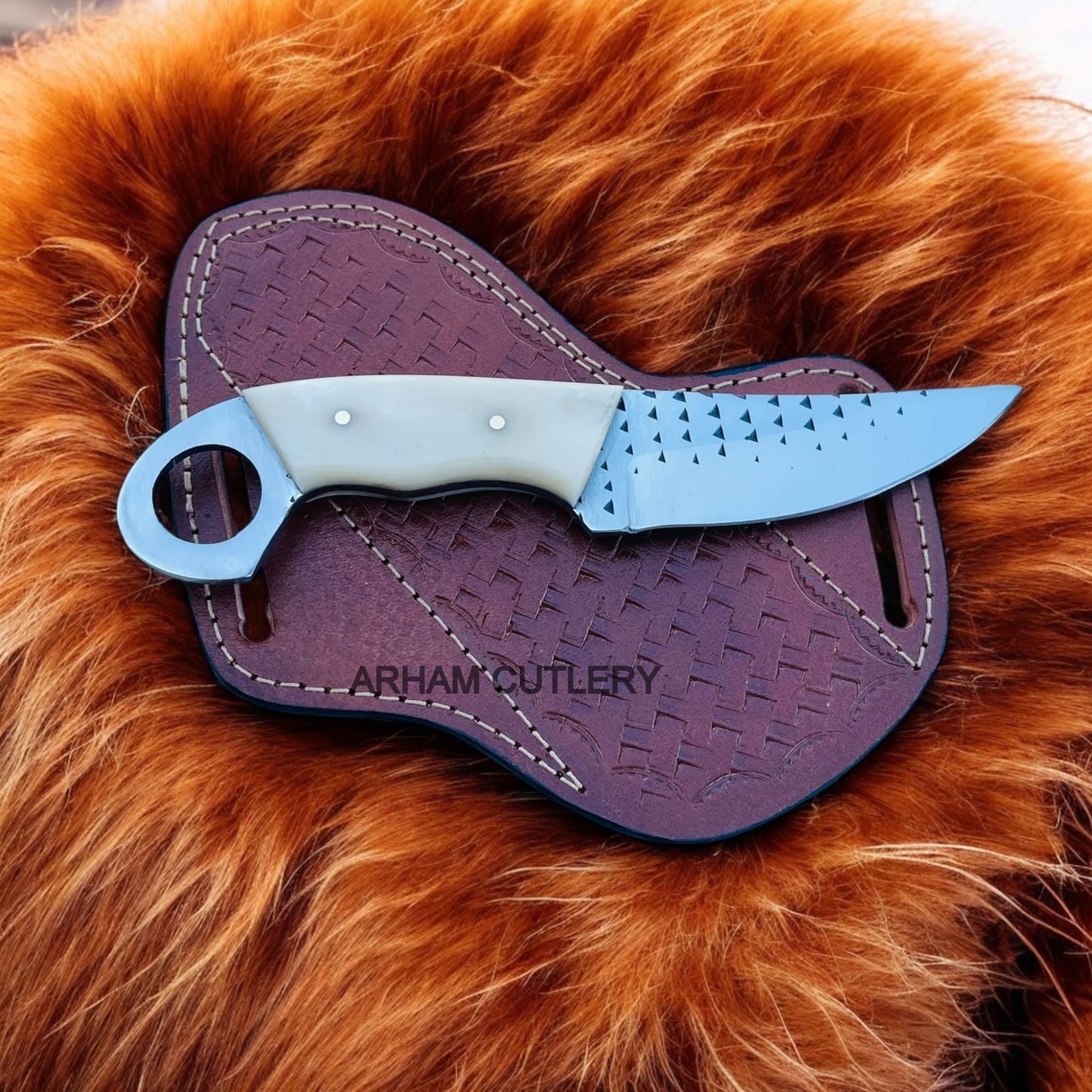 Handmade Rasp File Knife With Leather Sheath Best Skinning Knife