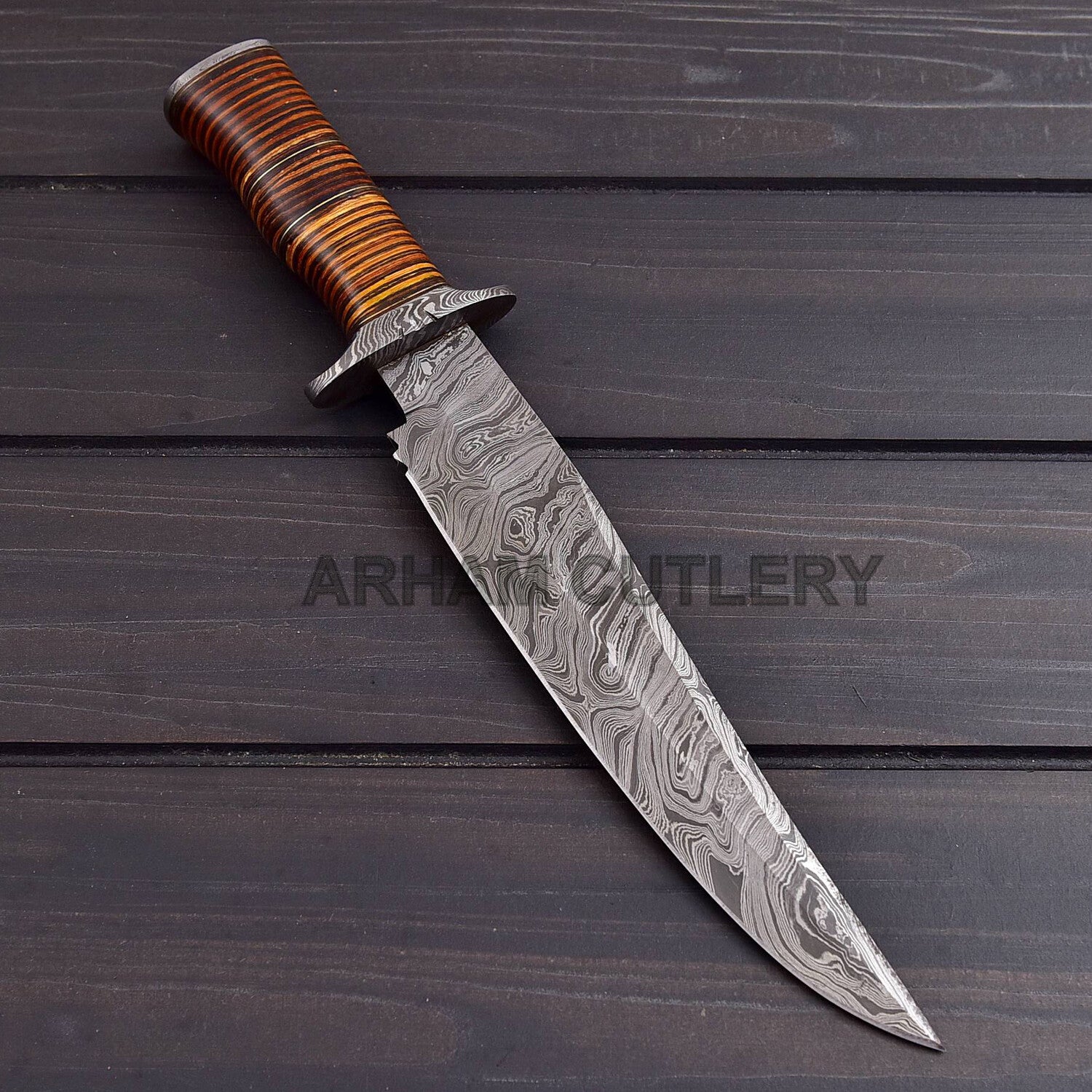 Damascus Steel Bowie Knife Arham Cutlery
