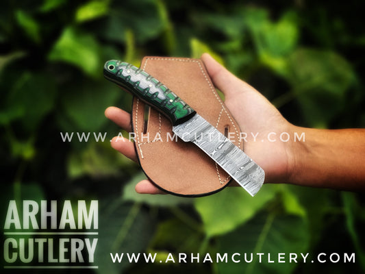 Damascus Steel Cowboy Knife Arham Cutlery