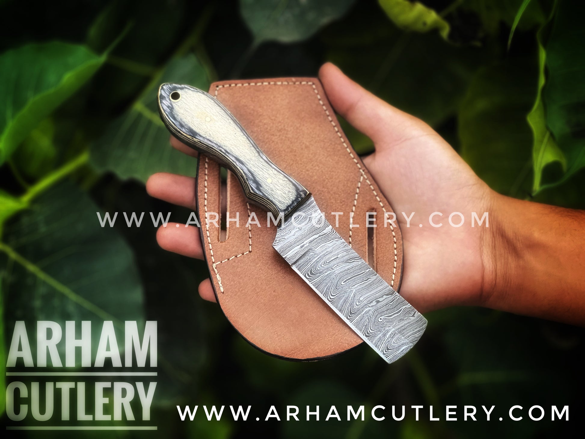 Grey Cowboy Bull Cutter EDC Knife With Sheath Arham Cutlery
