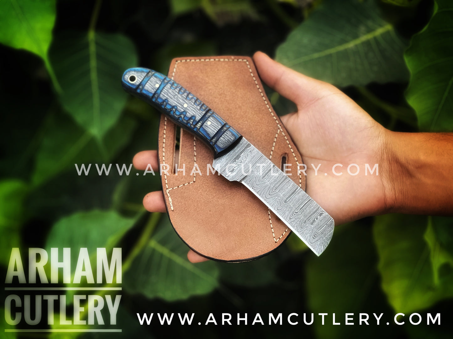 Damascus Steel Cowboy Knife Arham Cutlery