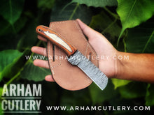 Cargar imagen en el visor de la galería, Damascus Steel Cowboy Bull Cutter Knife Arham Cutlery
