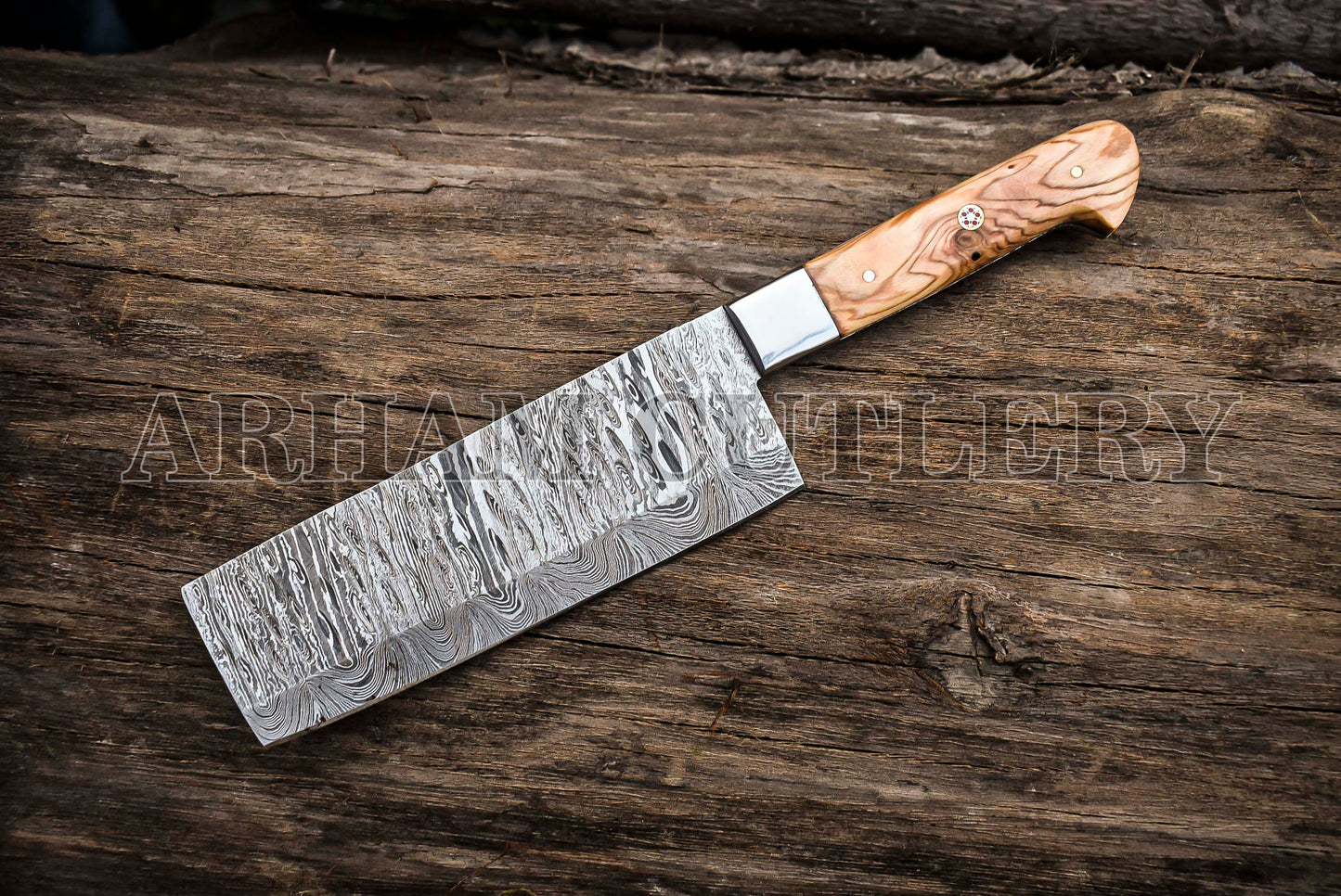 Handmade Kitchen Knife Set , Damascus Steel 5 PCS Hand Forged Chef Knife Set With Leather Roll Kit