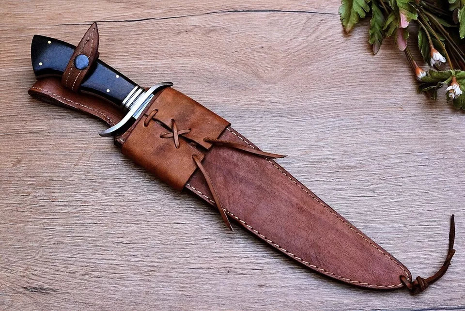 16” Handmade D2 Steel Mirror Polished Hunting Bowie With Steel Guard Arham Cutlery