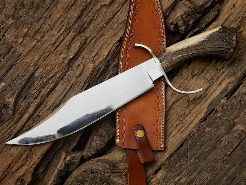 Handmade 5160 Spring Steel Bowie Knife With Stag Horn Arham Cutlery