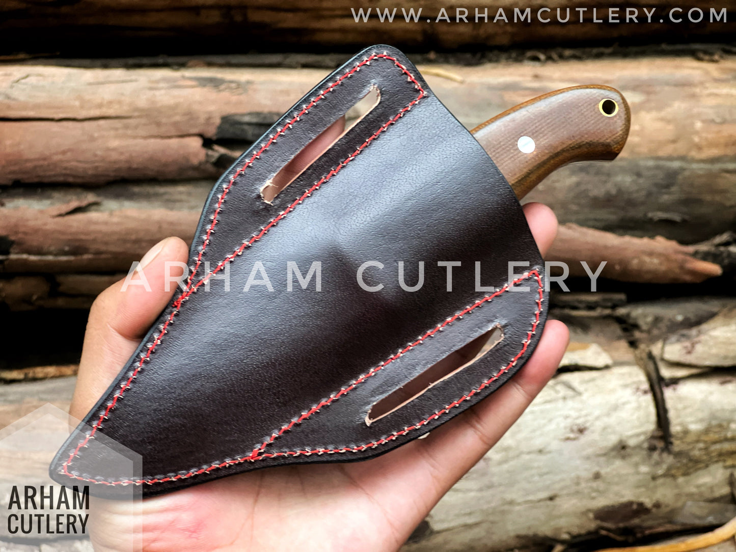 Handmade D2 Steel EDC Knife With Pan Cake Leather Sheath , Arham Cutlery Arham Cutlery