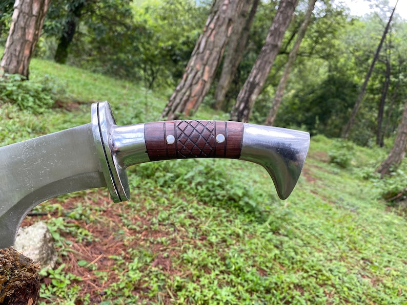 Hand Forged Ancient Curved Tactical Knife-Functional & Sharpened Survival Hunting Knife-14 Inch 5160 Carbon Steel Blade Viking Gift for Dad | Arham Cutlery