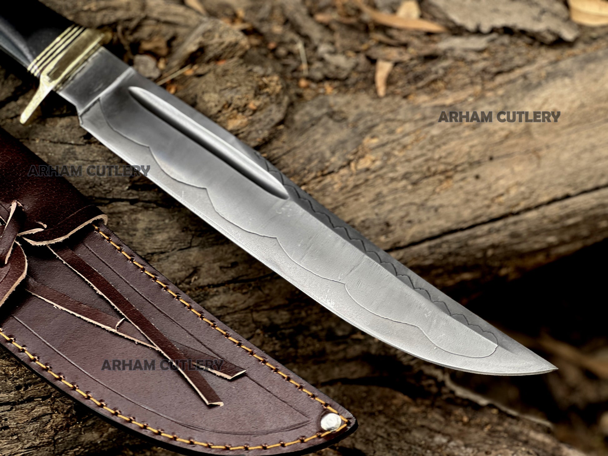 Stag Horn Hunter Handmade J2 Stainless Steel Knife with Brass Guard