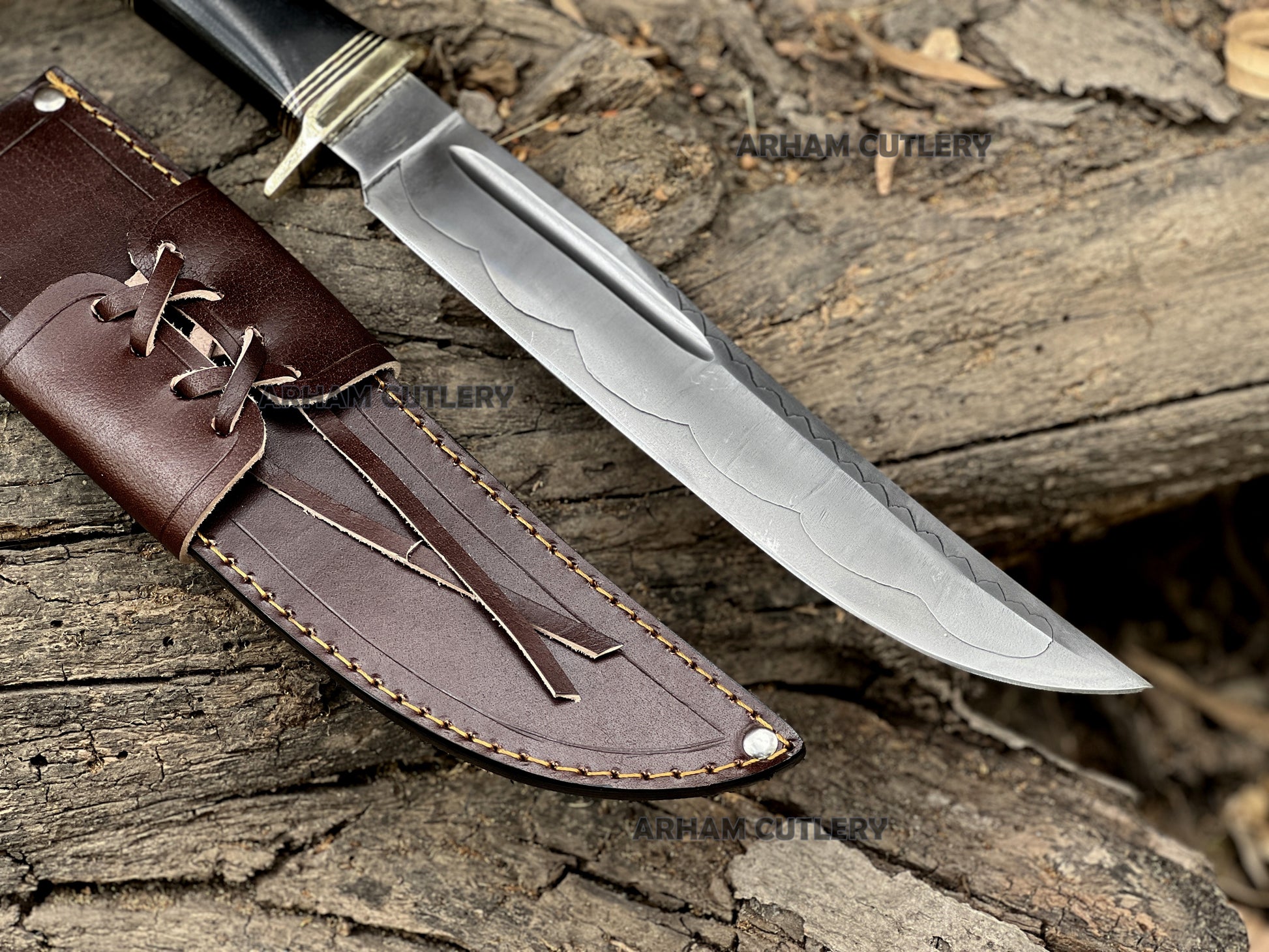 Stag Horn Hunter Handmade J2 Stainless Steel Knife with Brass Guard