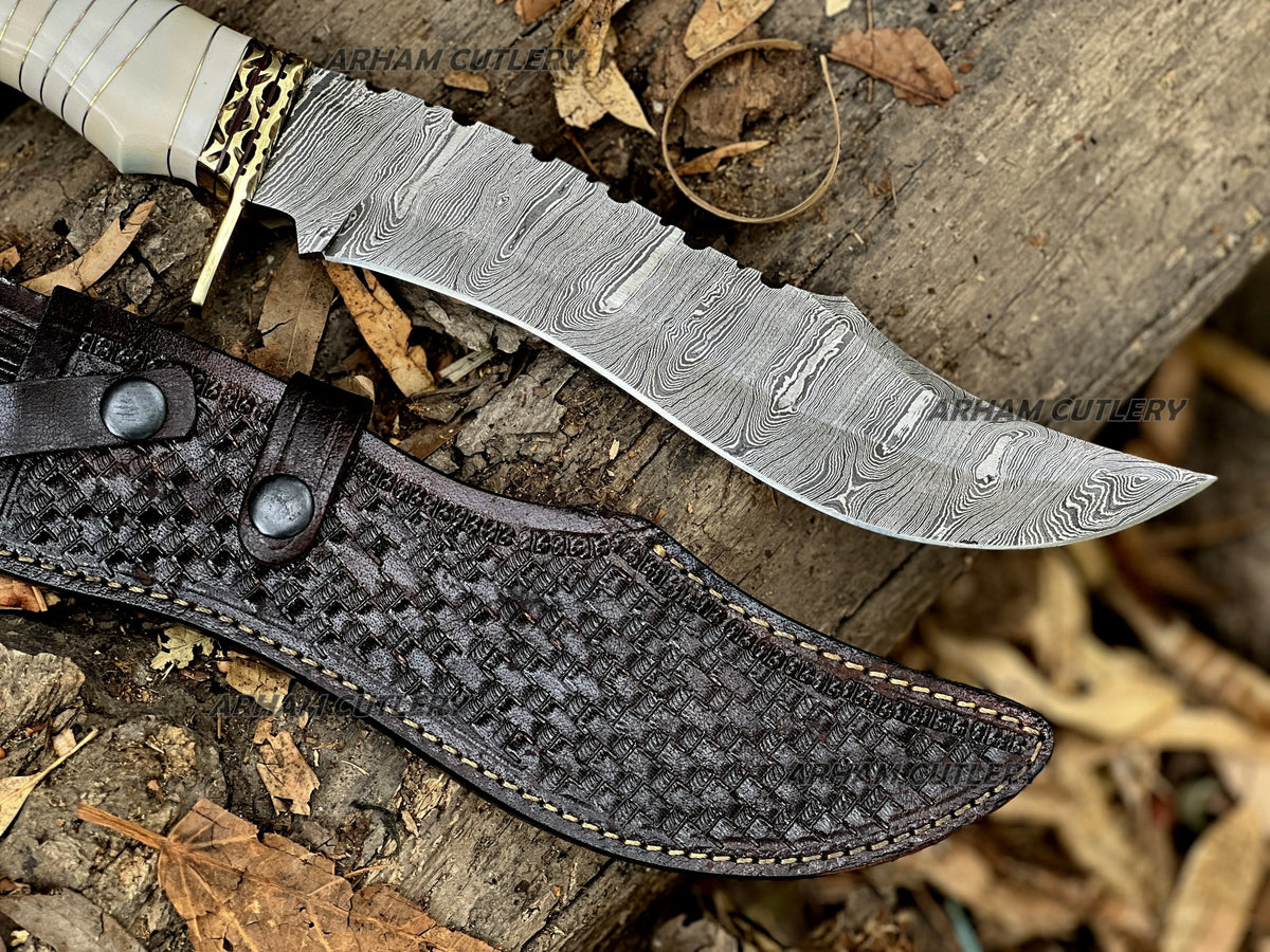 Handmade Hunter Knife Hand Forged Custom Bowie Knife With Leather Sheath