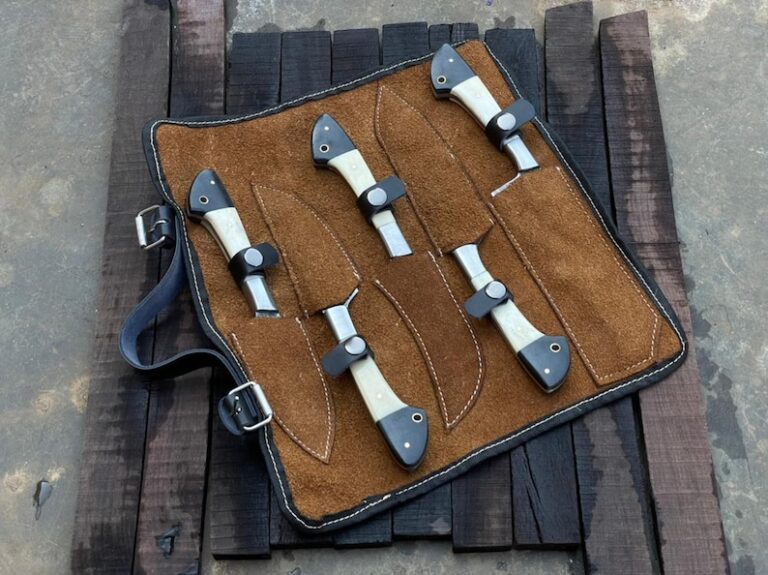 Damascus Blade Kitchen/Chef Knife Set 5 pieces, Unique Hand Forged Kitchen Knives Set , Arham Cutlery