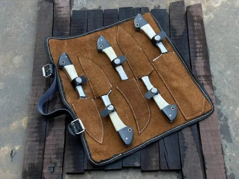 Damascus Blade Kitchen/Chef Knife Set 5 pieces, Unique Hand Forged Kitchen Knives Set , Arham Cutlery Arham Cutlery