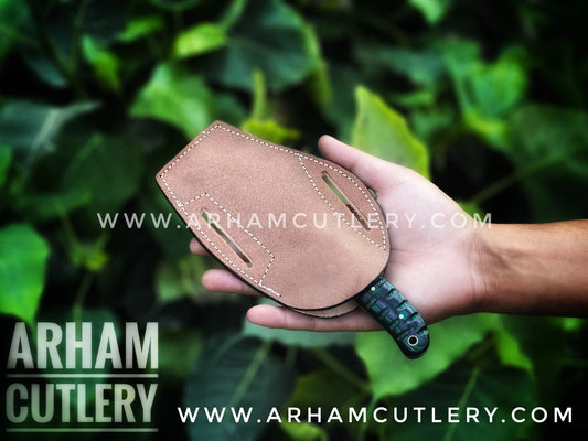 Knife With Leather Sheath Arham Cutlery