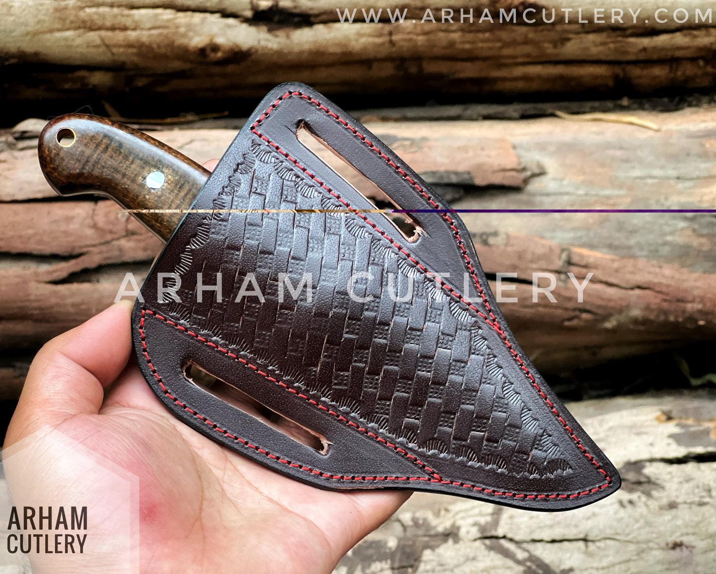 Vagabond Handmade Damascus Steel EDC Knife with Leather Sheath , Best For EDC Lover , Arham Cultery